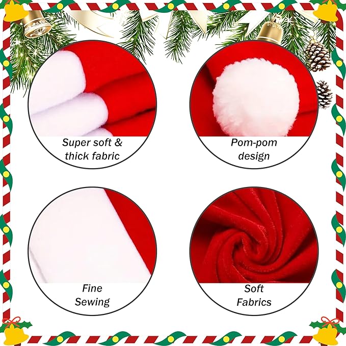 Christmas Chair Covers Hat Chair Back Covers for Xmas Holiday Chair Covers Set of 4, Stretch Parsons Chair Slipcovers Removable Washable Kitchen for Home Hotel Banquet Holiday Decoration