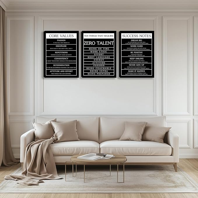 Motivational Wall Decor Paintings Inspirational Office Wall Decor Posters Prints 3 Pieces Bedroom Decor Living Room Office Canvas Picture Wall Painting Home Decoration Framed Artwork (48" Wx24 H)