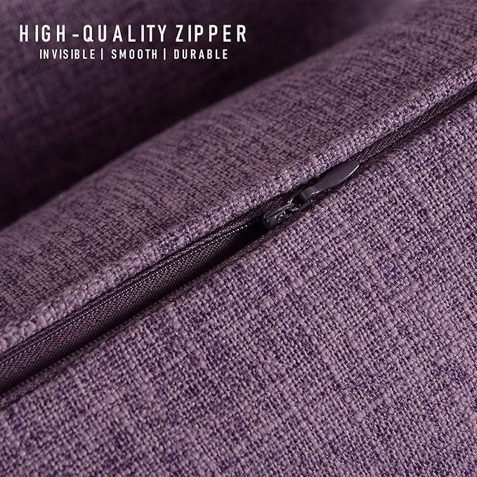 HPUK Linen Throw Pillow Covers Pack of 2, 18x18 Inch Accent Cushion Covers for Living Room, Bedroom, Decorative Solid Color Pillow Covers for Couch, Sofa, Chair, Lavender Mist