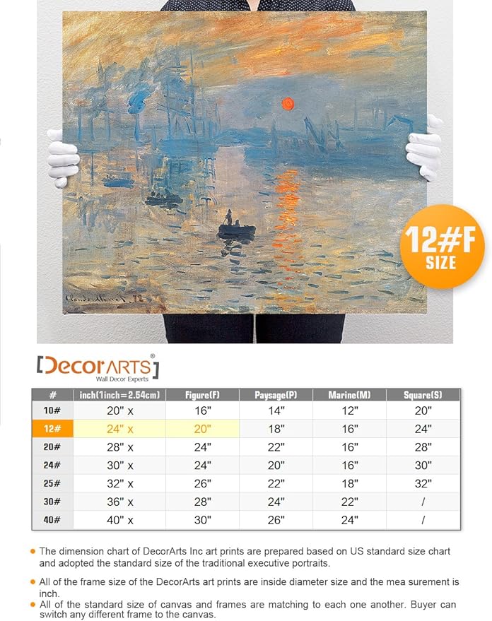 DECORARTS - Impression Sunrise, Claude Monet Art Reproduction. Giclee Canvas Prints Wall Art for Home Decor 24x20