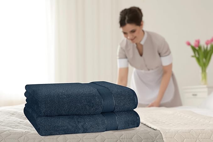GLAMBURG 700 GSM Premium Cotton 2-Pack Oversized Extra Large Bath Sheet Set - 100% Combed Cotton - 2 Bath Sheets 35x70 - Luxury Hotel & Spa Quality - Durable Ultra Soft Highly Absorbent - Mineral Blue