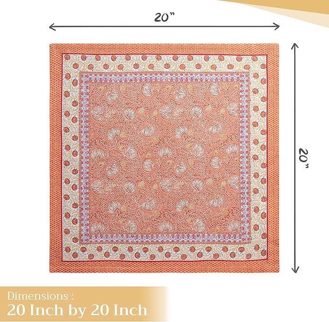 Maison d' Hermine Cloth Napkins Set of 4 100% Cotton Everyday Reusable Square Napkins Cloth Washable, Dinner, Party, Wedding, Restaurant (Harvest Festival, 20" x 20")