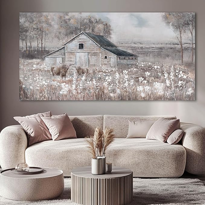SDYA Landscape Canvas Wall Art Animal Photo Prints White and Brown Wall Hanging Decor 24"x48" Decorations for Bedroom Office Art