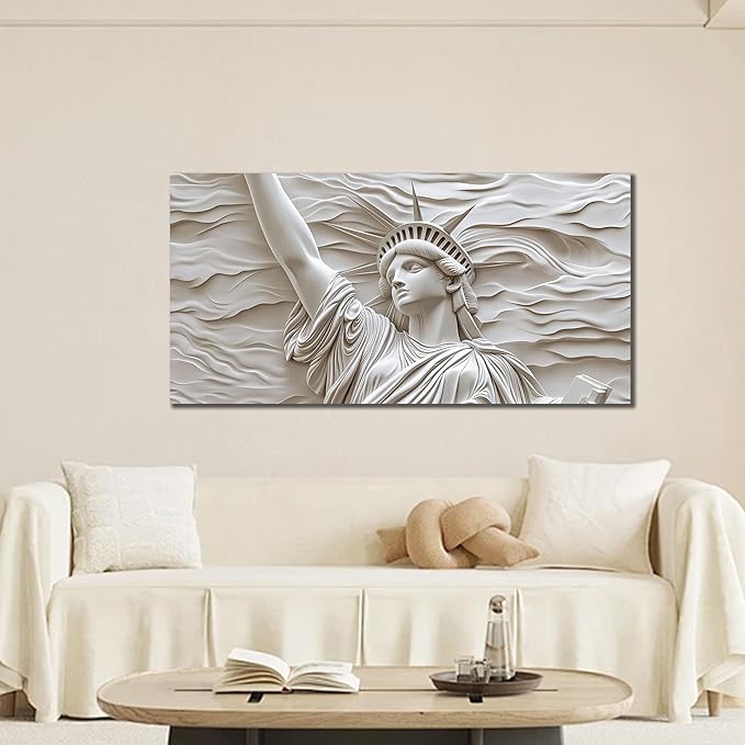 Trogonup White Statue of Liberty Canvas Wall Art for Living Room Large Modern Canvas Prints Picture Artwork for Bedroom Home Office 20"x40"