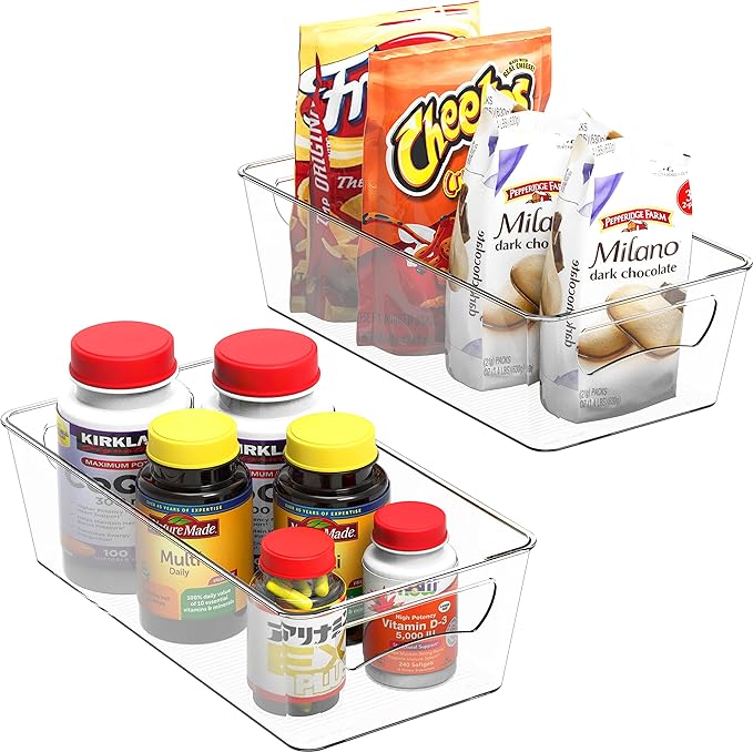 Simple Houseware Freezer Organizer Bins, 12'' x 6'', 2 Packs