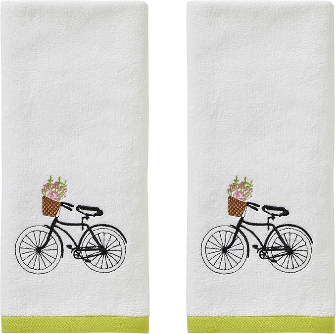 SKL Home by Saturday Knight Ltd. Flower Basket Bike Hand Towel (2-Pack), Wht