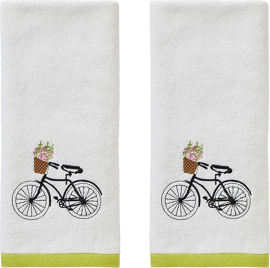 SKL Home by Saturday Knight Ltd. Flower Basket Bike Hand Towel (2-Pack), Wht