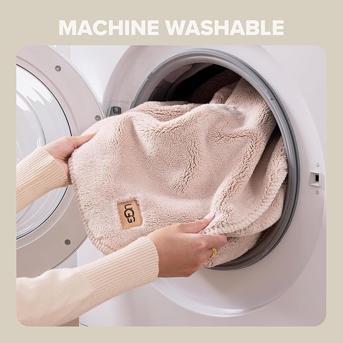 UGG Whitecap Plush Throw Blanket Fleece Lightweight Soft Throw for Couch or Bed Luxury Home Decor for Living Room Washable Hypoallergenic Blankets for Dorm Decor, 50-inch x 70-inch, Light Pink Quartz