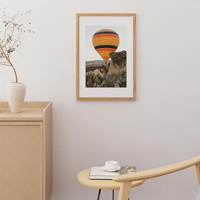 16x24 Wood Picture Frame, Real Oak Wood 16 x24 Frame for Wall, 16x24 Inch Poster Frame, 16x24 Picture Frame Matted to 12x18, 16 by 24 Wooden Frame, Natural Oak Color, 1 Pack