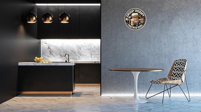 Vintage Beer Bar Art Poster Group Therapy Practiced Here Metal Sign for Home Decor Suitable for Man Cave Backyard or Bar Wall 8x8 In