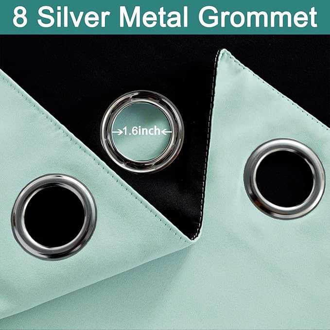 Yakamok 2 Thick Layers Completely Blackout Window Treatment Thermal Insulated Noise Reducing Drapes for Living Room(52Wx96L, Aqua, 2 Panels)