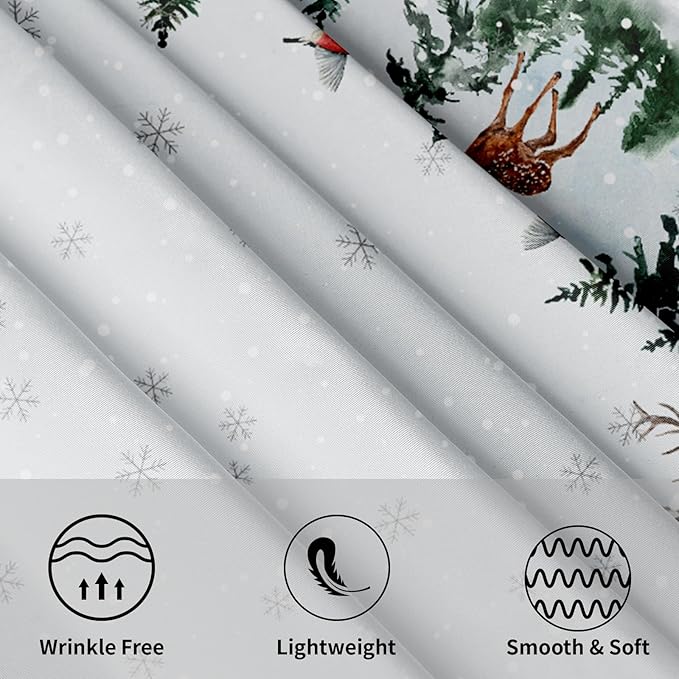 Winter Christmas Round Tablecloth 60 Inch Winter Snow Tree Deer Decorative Table Cloth Winter Holiday Table Cover for Christmas Party Kitchen Dining Room Holiday Picnic Home Indoor Outdoor Decor