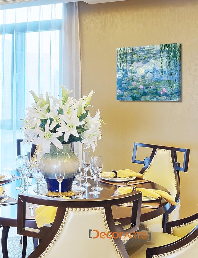 DECORARTS - Water Lilies 1916-1919, Claude Monet Art Reproduction. Giclee Canvas Prints Wall Art for Home Decor 20x16