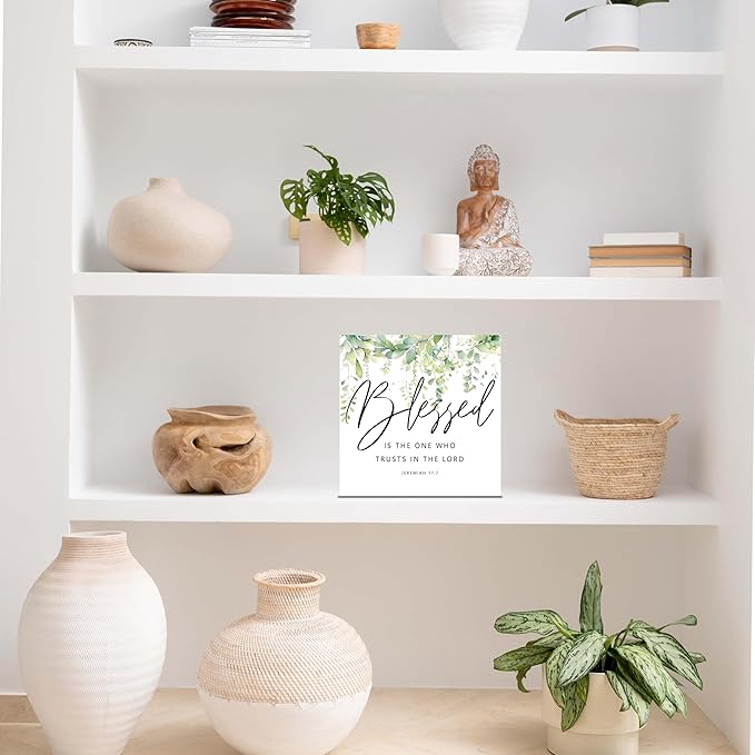 Christian Gifts, ‘Blessed Is The One Who Trusts In The Lord’ Wooden Box Sign Decor, Thanksgiving, Christmas Gifts, Christian Decorations, Christian Home Décor Gifts for Family, Friends, etc.(060)