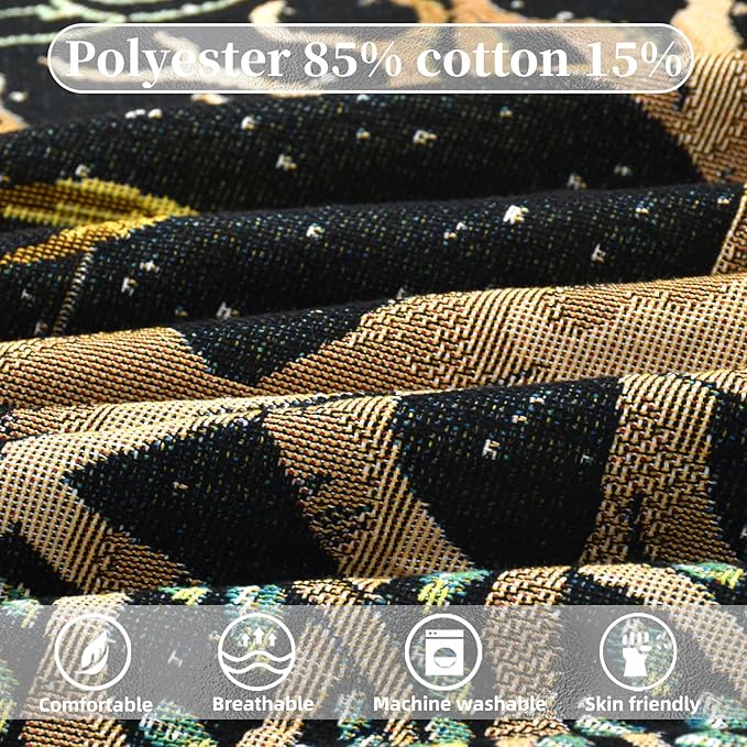 Boho Throw Blanket Reversible Cotton Bohemian Tapestry Hippie Room Decor Outdoor Blanket Double Sided (Boho Tree 50"x60")