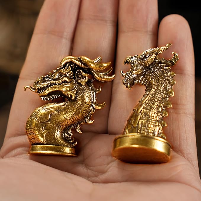 Retro Half-Body Dragon Head Ornament - 100% Handcrafted Solid Brass Desk Decor | Vintage Style Collectible Art Piece for Home & Office | Unique Gift for Fantasy Lovers, Mythical Tabletop Sculpture