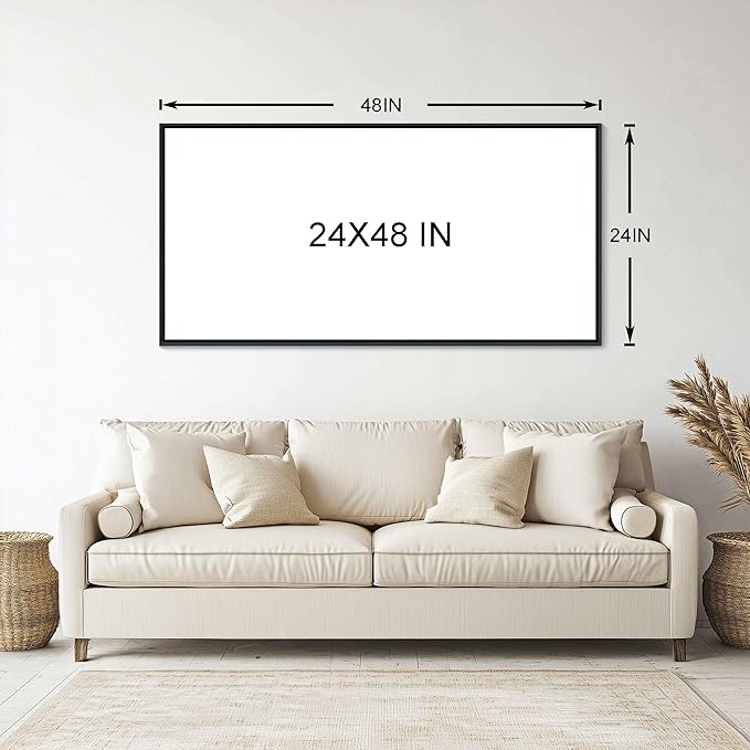 Large Flower Pictures Wall Art White Floral Modern Painting Wall Decor for Living Room Framed Artwork for Walls Bedroom Wall Decor Above Bed 24×48IN