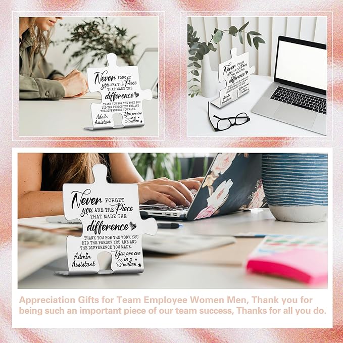 Admin Assistant Gifts, Thank You Appreciation Gifts for Administrative Assistant Week Birthday Christmas Office Desk Decor Puzzle Piece Decorative Signs Plaques YCC32