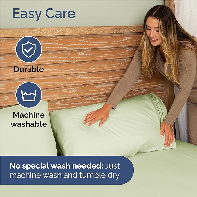 Full Size 4 Piece Sheet Set - Comfy Breathable & Cooling Bed Sheets Set - Hotel Luxury Bedding for Women, Men, Kids, Teens, Boys & Girls - Deep Pockets and Wrinkle Free - Oeko-Tex - Light Sage Green