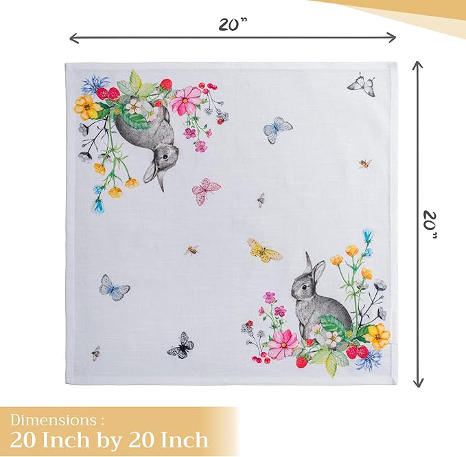 Maison d' Hermine Cloth Napkins Set of 4 100% Cotton Everyday Reusable Square Napkins Cloth Washable, Dinner, Party, Wedding, Restaurant, Spring/Summer (Printemps, 20" x 20")