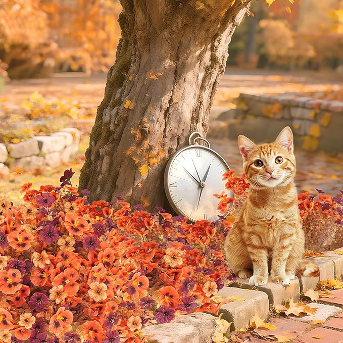 Uieke 16PCS Fall Flowers Artificial for Decoration, 14.9" Fall Faux Stems with Artificial Mums for Outdoors UV Resistant for Home Party Wedding Mantel Decor