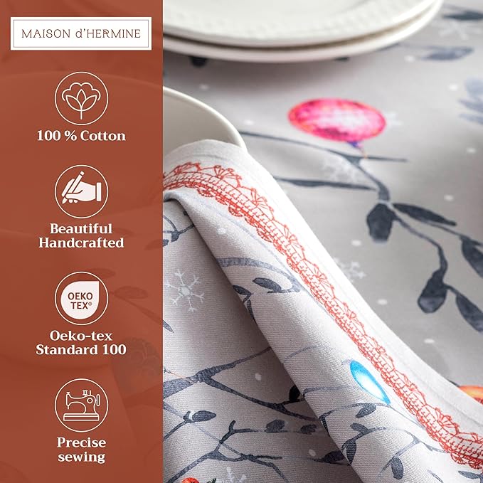 Maison d' Hermine Cloth Napkins Set of 4 100% Cotton Everyday Reusable Square Napkins Cloth Washable, Dinner, Party, Wedding, Restaurant (Fairy Christmas, 20" x 20")