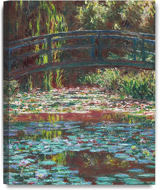 DECORARTS - Water Lily Pond 1900, Claude Monet Art Reproduction. Giclee Canvas Prints Wall Art for Home Decor 20x16