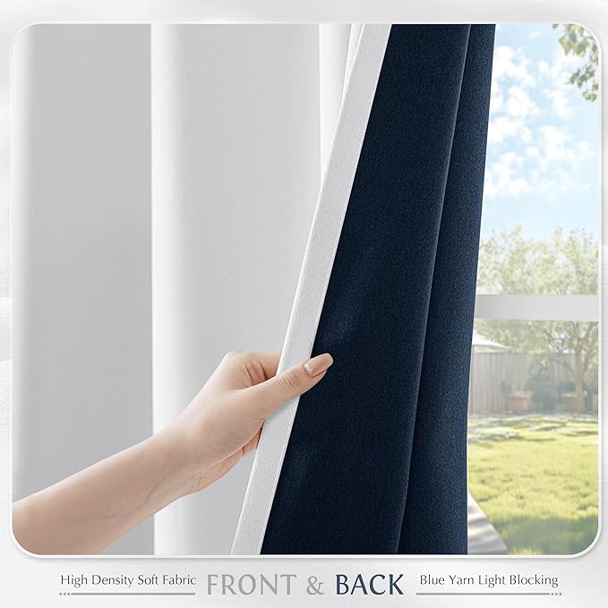 Beauoop White 100% Blackout Curtains 96 Inch Long 2 Panels for Bedroom Living Room Solid Room Darkening Thermal Insulated Soundproof Energy Saving Grommet Top Window Treatment Drapes,52x96 2 Set