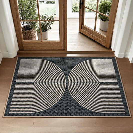 Lahome Rainbow Outdoor Mats for Front Door, 2x3 Small Washable Kitchen Rugs, Farmhouse Neutral Throw Rug Non Slip Non Shedding Indoor Outdoor Carpet for Entryway Foyer