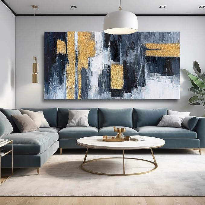 VAYIMDH Abstract Wall Print Textured Wall Pictures Large Canvas Wall Art for Living Room 29"x58" Office Wall Decor Gold Foil Artwork