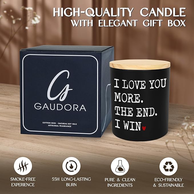Anniversary Wedding Gifts for Women Men - I Win Long Lasting Vanilla Lavender Scented Candle 10 oz - Christmas Birthday Gifts for Him Her, Couple Gift for Boyfriend Girlfriend Husband Wife