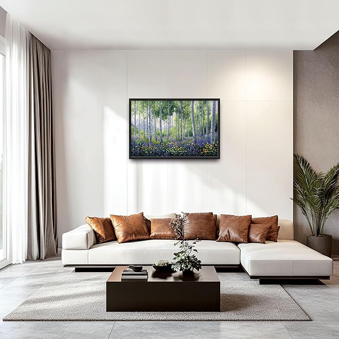 Birch Large Wall Art for Living Room Framed, Forest Wall Decor Pictures, Nature Scenery Canvas Print Painting, Aesthetic Artwork Bedroom Office Home Decor 36"x24"