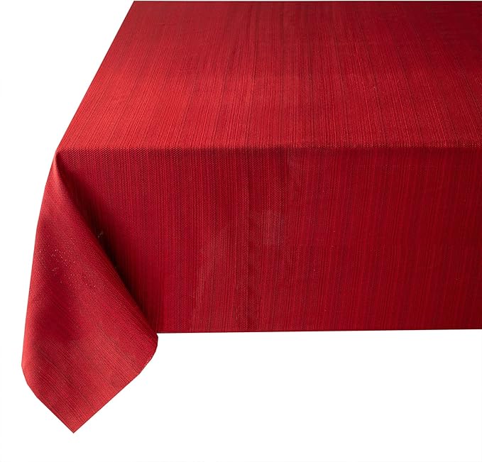 Benson Mills Cameron Textured Fabric Table Cloth, for Everyday, Parties, Holiday, Winter, and Christmas Tablecloth (60" x 120" Rectangular, Millennium Red)