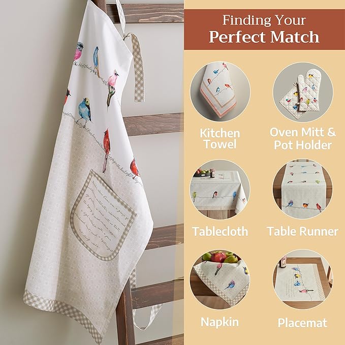 Maison d' Hermine 100% Cotton Apron for women with Pocket Kitchen Chef Apron for Men Cooking Gardening Server Waitress