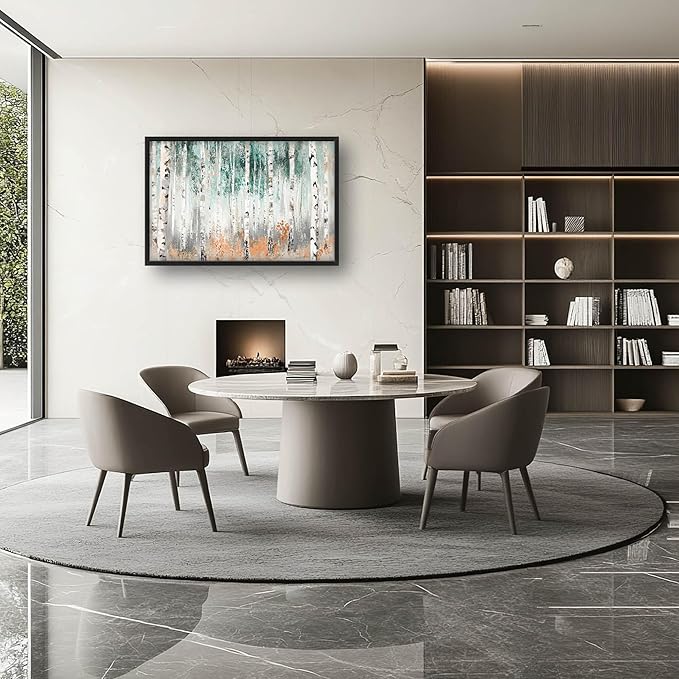 Birch Tree Large Wall Art for Living Room Framed, Birch Forest Wall Decor Pictures, Nature Scenery Trees Landscape Canvas Print Painting, Aesthetic Artwork Bedroom Office Home Decor 36"x24"