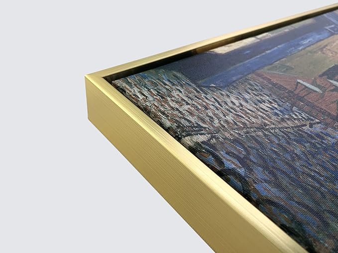 Wieco Art Framed Art Canvas Prints of Cafe Terrace at Night Canvas Prints Wall Art by Van Gogh Paintings Reproduction Abstract Artwork for Wall Decor Golden Frame VAN-0060_5060-GF