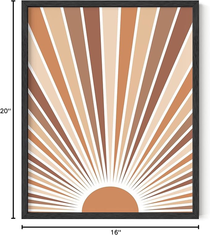 HAUS AND HUES Boho Art Prints Sun Wall Decor - Sun Art Print Boho Posters and Prints Wall Decor Rainbow Colored Sunshine Wall Art (Unframed, 16x20)