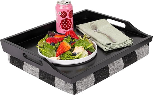 ROSSIE HOME Wood Bed Tray Lap Desk with Detachable Cushion, Serving Tray - Buffalo Check - Fits up to 15.6 Inch Laptops - Style No. 76108