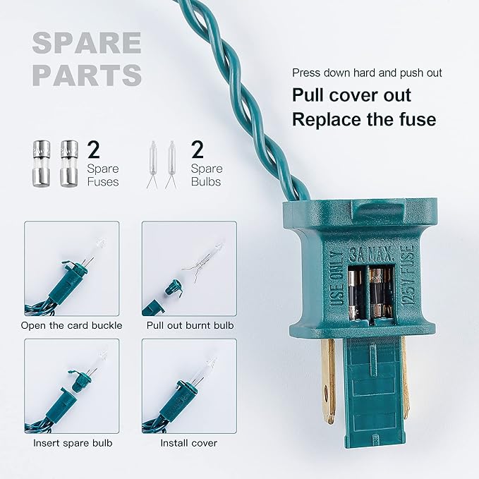 50-Count White Christmas Lights with Green Wire,Mini String Lights for Holiday Decorations, Christmas Tree Lights, Holiday Party, Wedding, Xmas, Home, Indoor & Outdoor Use (13ft Long)