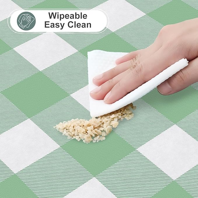misaya Rectangle Waterproof Vinyl Table Cloth, Buffalo Flannel Backed Tablecloth, Wipeable Plastic Table Cover for Dinner, Kitchen, Outdoor (60" x 120", Sage Green and White)