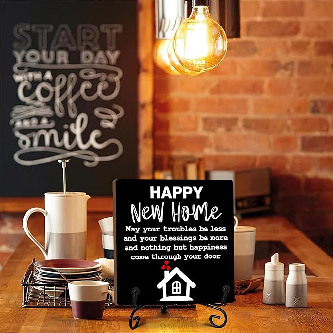 Housewarming Gifts, New Home New Adventure Memories Welcome Home Decorations, Best Gift Ideas for Family Couple, 5 x 5 Inches Living Room Bedroom Kitchen Bathroom Decor-072