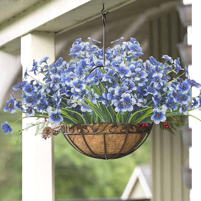 20 Bundles Artificial Flowers, Outdoor Indoor UV Resistant Fake Flowers No Fade Faux Plastic Plants Garden Porch Window Box Decoration