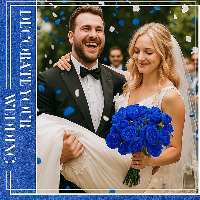 Geosar 16 Bundles Artificial Peonies Flowers Fake Silk Peony Bouquet Faux Peonies Flowers Bulk for Decoration Vase Florals Arrangements Wedding Party Table (Royal Blue)