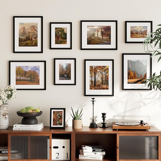 Vittanly 11x14 Picture Frame, Display Photo 8x10 with Mat or 11x14 without Mat, Plexiglass, Vertical or Horizontal Display, Perfect for Presents, Black, 1 Pack