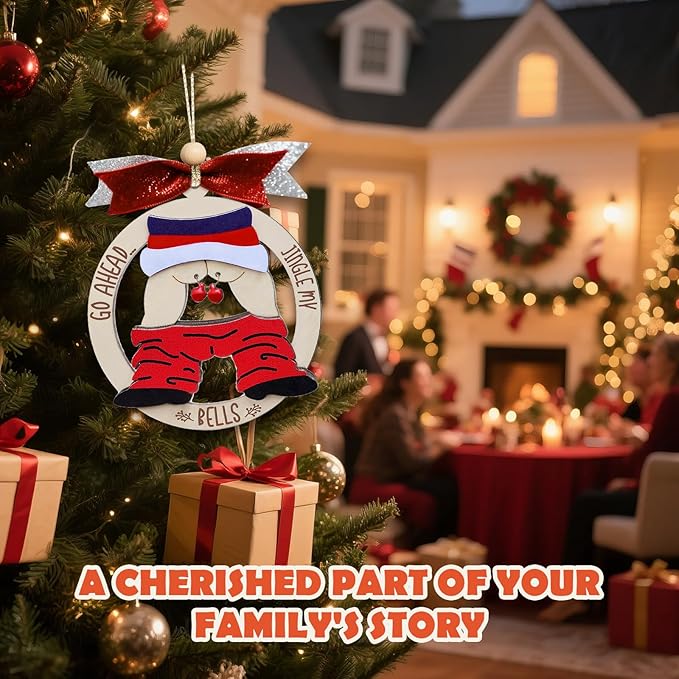 Funny Santa Christmas Ornament - Naughty Wooden Tree Decor for Adults, Perfect for Dirty Santa/White Elephant/Yankee Swap