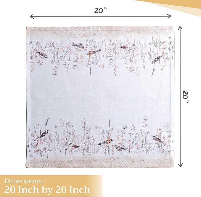 Maison d' Hermine Cloth Napkins Set of 4 100% Cotton Everyday Reusable Square Napkins Cloth Washable, Dinner, Party, Wedding, Restaurant, Spring/Summer (Meadow Florals - Brown, 20" x 20")