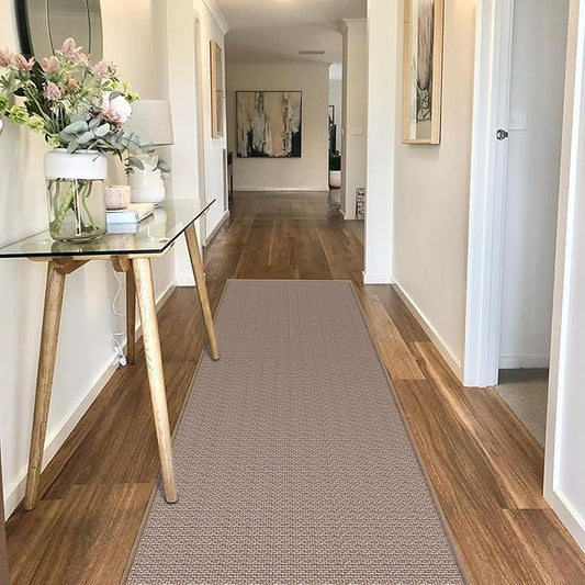 GOYLSER Washable Runner Rug with Rubber Backing, Absorbent Hallway Long Floor Runner Carpet, Laundry Room Mat Floor Runner, Light Brown