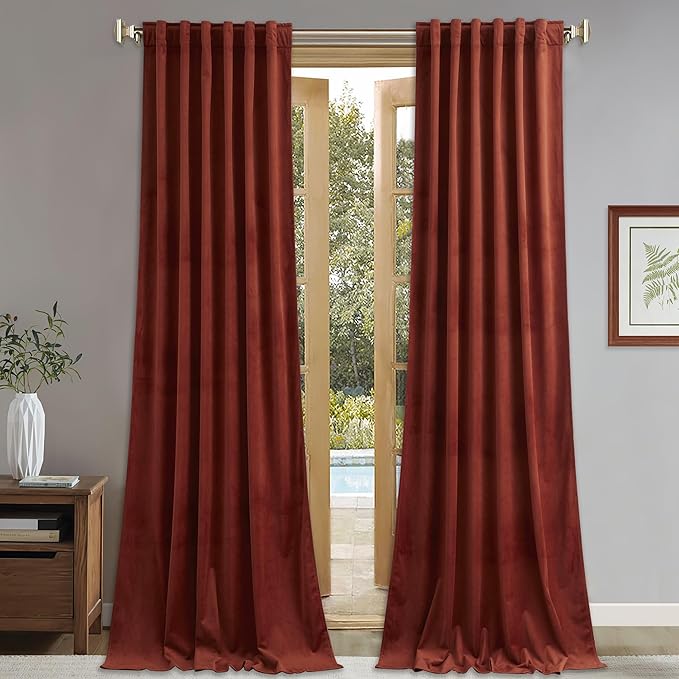StangH Rust Red Theater Curtains Extra Long Back Tab Thermal Insulated Drapes, Heavy Duty Privacy Panels for Living Room/High Ceiling Villa/Christmas Decor, W52 x L132, 2 Panels