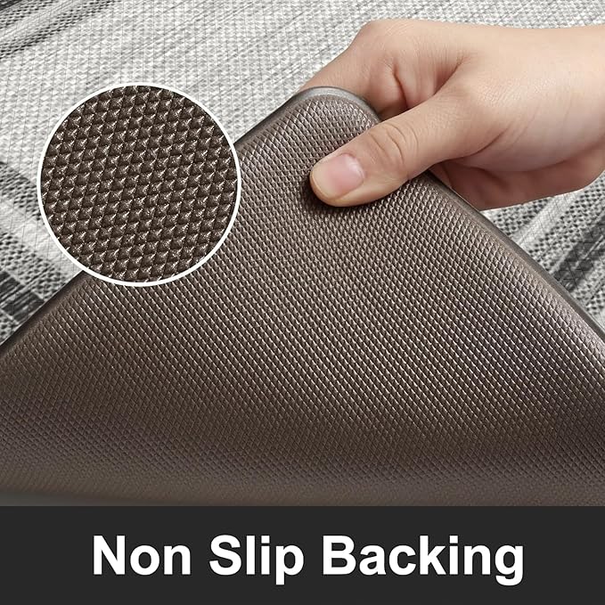 KIMODE Anti Fatigue Kitchen Mats,Non Slip Farmhouse Kitchen Rugs Sets of 2,17"x59"+17"x29" Waterproof Kitchen Mat for Floor,Cushioned Standing Mat for Office,Laundry,Sink,Desk,Grey