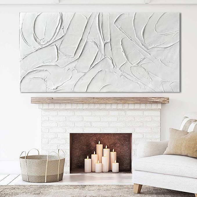 XIANSHOU Oil Painting Art Wall Decor Pictures for Living Room Big Wall Artwork White Painting 29"x 58" Modern Abstract Wall Decor Bedroom Office Ready to Hang